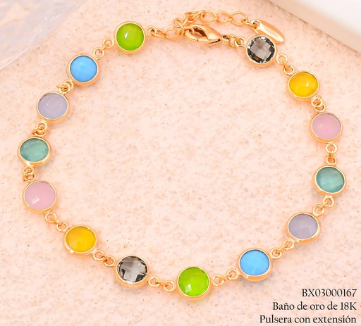 [BX03000167] PULSERA BAÑO DE ORO ZIRC RD COLORES V. (XM) XUPING