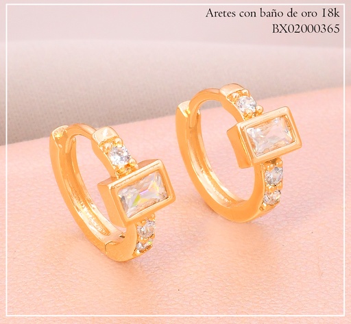 [BX02000365] ARETES HUGGIES BAÑO DE ORO 18K. XUPING ESTILO SOLITARIO HE13412-1