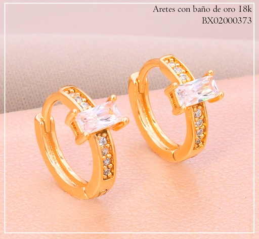 [BX02000373] ARETES HUGGIES BAÑO DE ORO 18K. XUPING RECTANG.HORIZ.#50