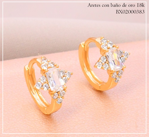 [BX02000383] ARETES HUGGIES BAÑO DE ORO 18K. XUPING ESTRELLA ZIRC.HE13507-1