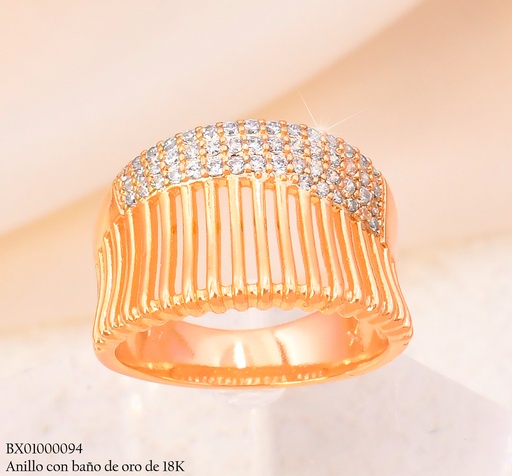 [BX01000094] ANILLO BAÑO DE ORO 18K XUPING LINEAS VERT. / ZIRC #127