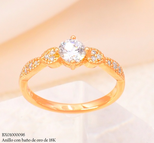 [BX01000096] ANILLO BAÑO DE ORO 18K XUPING ZIRC. RD #128