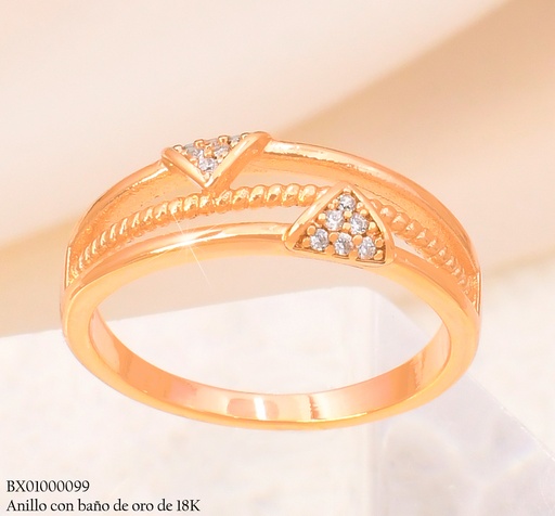 [BX01000099] ANILLO BAÑO DE ORO 18K. XUPING TRIANGULOS ZIRC. #132