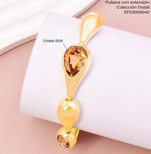 [EF03000042] PULSERA DOR GOTAS LISAS/ ZIRC. FD25889