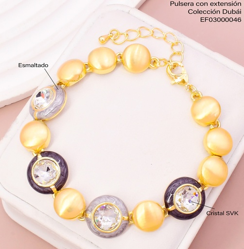[EF03000046] PULSERA DOR CIRCULOS LISOS/ZIRC. CRISTAL FD25884