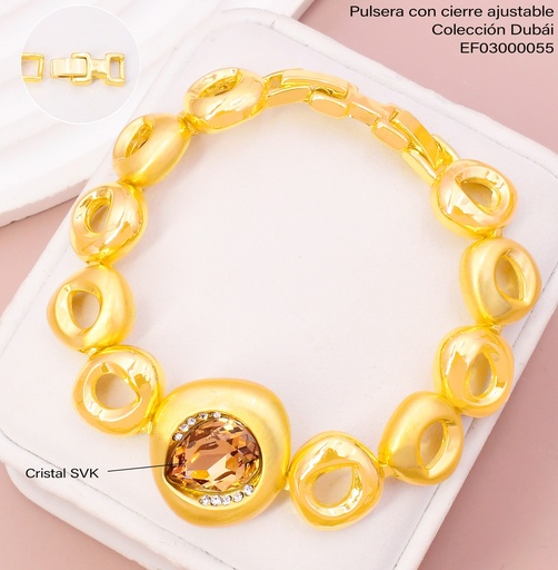 [EF03000055] PULSERA DOR ESLAB. RD/ZIRC. CAFE CENTRO FD25754
