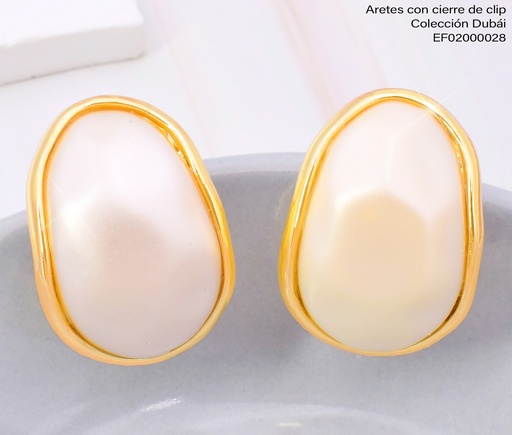 [EF02000028] ARETES DOR OVALO BLANCO IRREG. FD25741