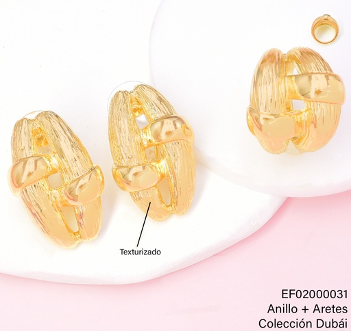 [EF02000031] ARETES DOR LINEAS ENTRELAZADAS C/ANILLOS FD-25702