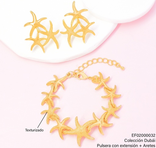 [EF02000032] ARETES DOR ESTRELLAS (3) C/PULSERAS FD25705