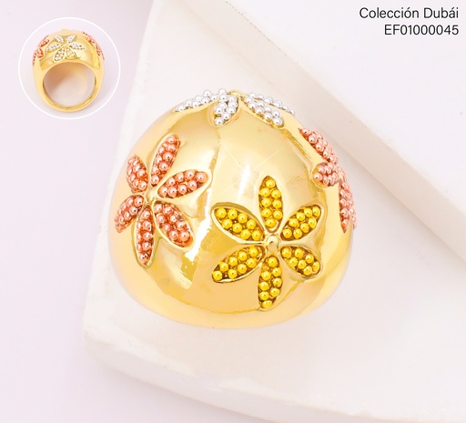 [EF01000045] ANILLO CABULLON 4 FLORES PUNTEADAS FD25819