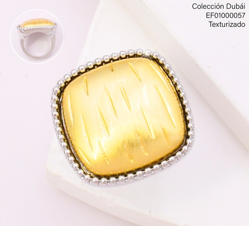 [EF01000057] ANILLO PLAT.CUADRO DOR.BORDE PUNTEADOS FD25816