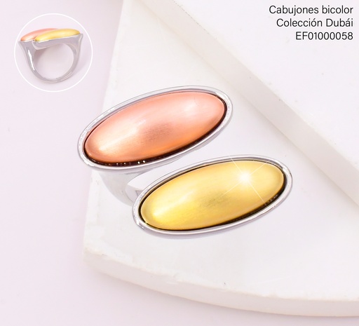 [EF01000058] ANILLO PLAT.2 OV HORIZONTALES DOR/ROSE GOLD FD25857
