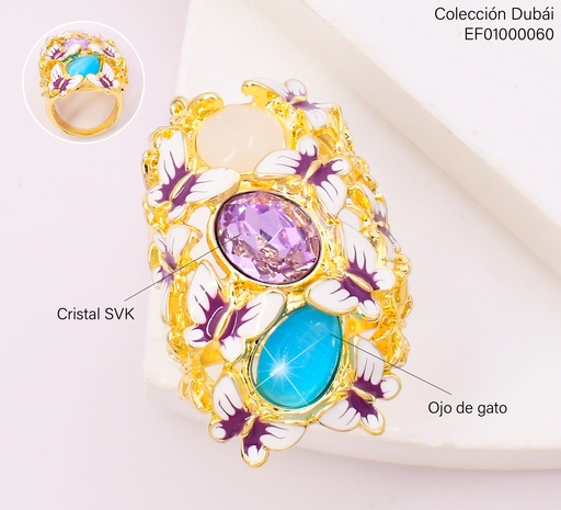 [EF01000060] ANILLO MARIPOSAS CROQUIS/BLANCAS-3 RD.COL FD25729