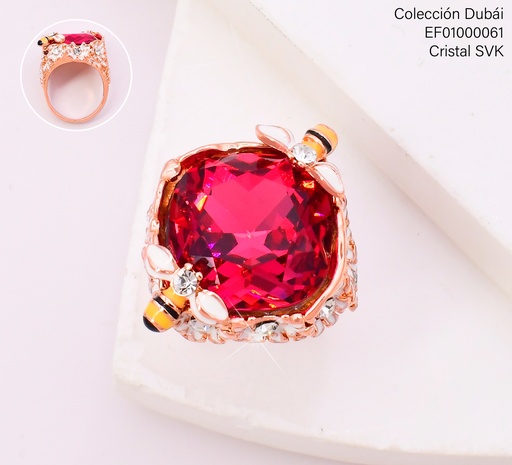 [EF01000061] ANILLO FLORES BLANCAS C/2 ABEJITAS ZIRC.GR.ROJA FD25733