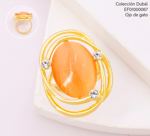 [EF01000067] ANILLO OV. SALMON DOBLE LINEAS DORADAS FD25721