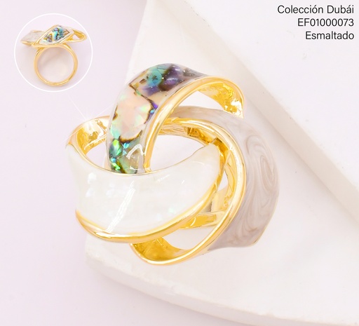 [EF01000073] ANILLO RD FRANJAS ENTRELAZADAS BLANCA/TOR FD25854