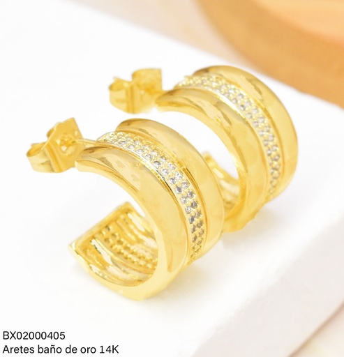 [BX02000405] ARETES BAÑO DE ORO 14K. XUPING C LISA/ZIRC/LISA ML3027-0009