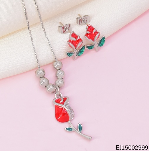 [EJ15002999] SET PLAT ROSAS ROJAS / CADENA VENECIANA N6883-212