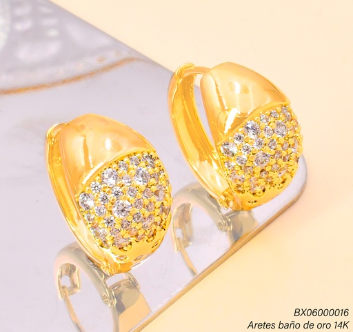 [BX06000016] ARGOLLA BAÑO DE ORO 14K. XUPING GOTA INVERTIDA ZIRC.JEYX-11822