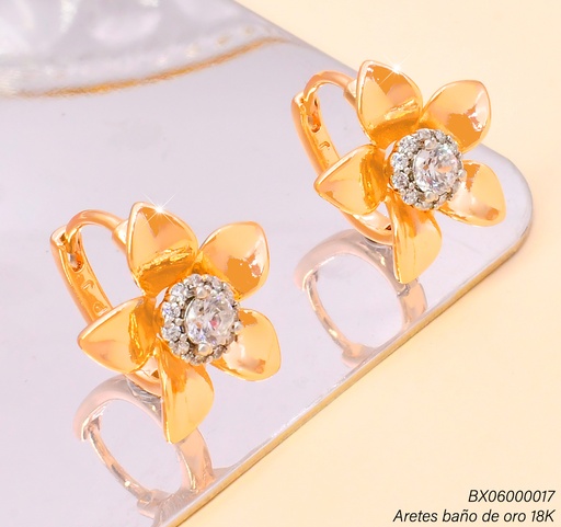 [BX06000017] ARGOLLA BAÑO DE ORO 18K. XUPING FLOR ZIRC.CENTRO JEYX-10770A