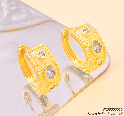 [BX06000020] ARGOLLA BAÑO DE ORO 14K. XUPING RECTANGULAR RD.ZIRC SDX-0698E