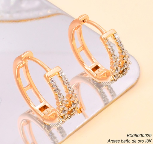 [BX06000029] ARGOLLA BAÑO DE ORO 18K. XUPING DOBLE LINEAS ZIRC.JEYX-10835