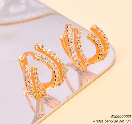 [BX06000031] ARGOLLA BAÑO DE ORO 18K. XUPING DOBLE "U" ZIRC.