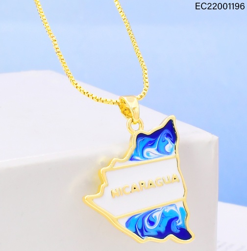 [EC22001196] CADENA DOR VENECIANA DIJE MAPA DE NICARAGUA ESMALTADO G2739-841