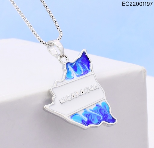 [EC22001197] CADENA PLAT VENECIANA DIJE MAPA NICARAGUA ESMALTADO G2740-841