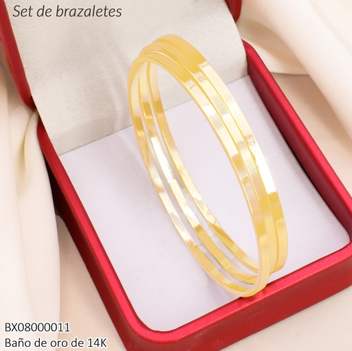 [BX08000011] BRAZALETE BAÑO DE ORO 14K. XUPING TRIO LISO BE1146-427 012026