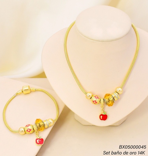 [BX05000045] SET BAÑO DE ORO 14K. XUPING CADENA-PULSERA ESTILO PANDORAS C28-1812 012026