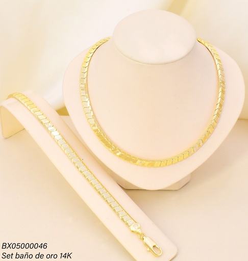 [BX05000046] SET BAÑO DE ORO 14K. XUPING CADENA-PULSERA PLANA ARTICULADA HD-D414 012026