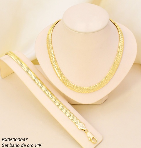 [BX05000047] SET BAÑO DE ORO 14K. XUPING CADENA-PULSERA SERPIENTE SP10-HSFR