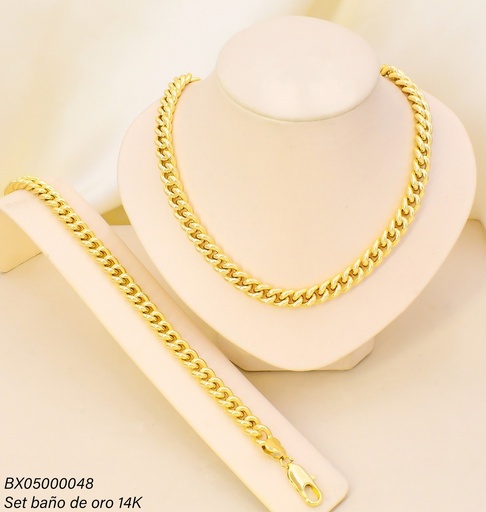 [BX05000048] SET BAÑO DE ORO 14K. XUPING CADENA-PULSERA ESLAB.TRAD.1120-S
