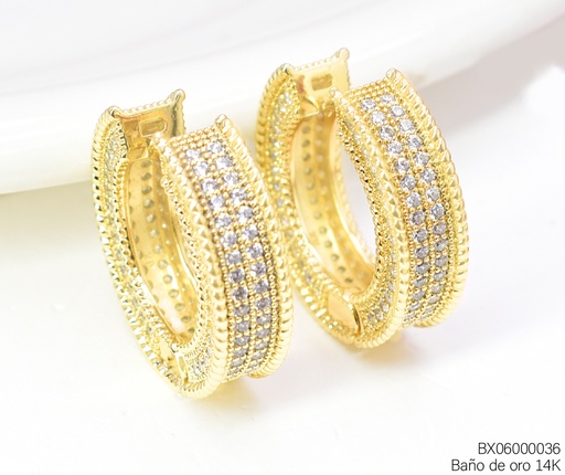 [BX06000036] ARGOLLAS BAÑO DE ORO 14K. XUPING ANCHAS ZIRC. EE5364-427 012026