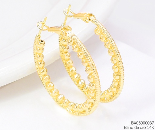 [BX06000037] ARGOLLAS BAÑO DE ORO 14K. XUPING PELOTITAS EE5495-427 012026