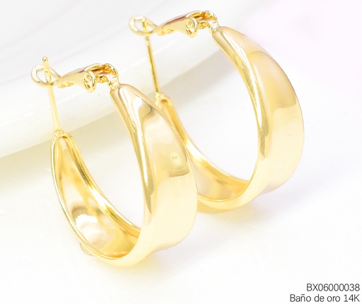 [BX06000038] ARGOLLAS BAÑO DE ORO 14K. XUPING ANCHAS LISAS EE5542-427 012026