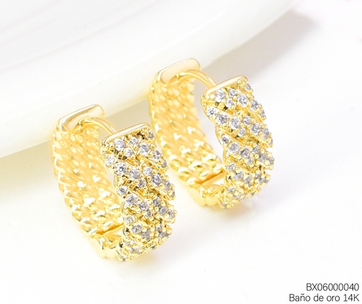 [BX06000040] ARGOLLAS BAÑO DE ORO 14K. XUPING ZIRC-TORNEADO EE5362-427 012026