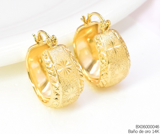 [BX06000046] ARGOLLAS BAÑO DE ORO 14K. XUPING GRABADO⭐ EE5329-427 012026