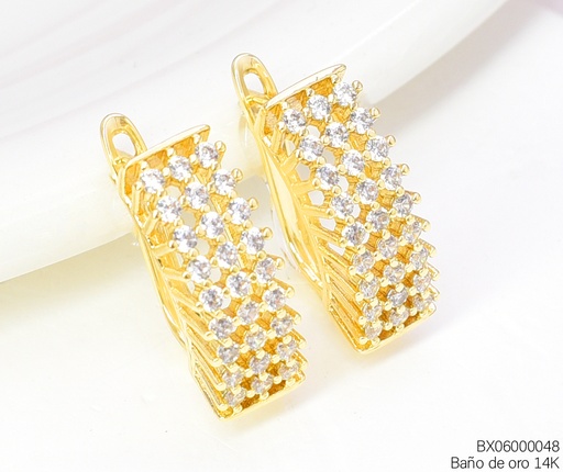 [BX06000048] ARGOLLAS BAÑO DE ORO 14K. XUPING RECT. ZIRC. EE5342-427 012026