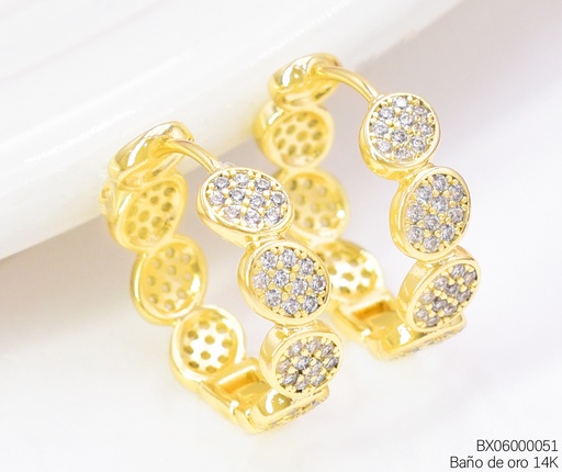 [BX06000051] ARGOLLAS BAÑO DE ORO 14K. XUPING "C" OV. ZIRC. EE5493-427 012026