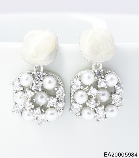 [EA20005984] ARETES PLAT CUADRO CREMA/ PERLAS ZIRC. EE4907-6 012026