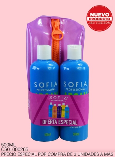 [CS01000265] SET CON COSMETIQUERA ARGAN SOFIA PROFESIONAL 500ML