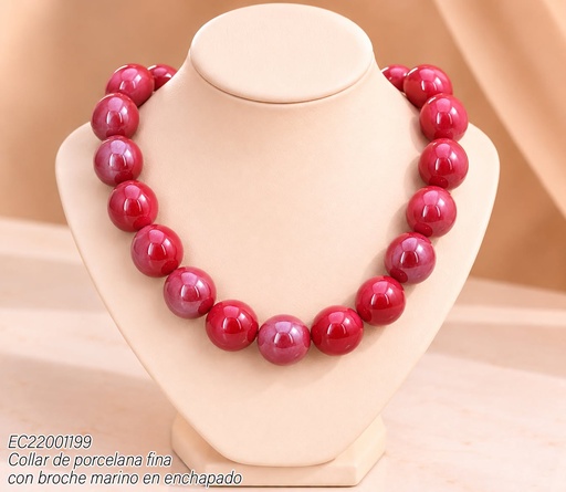 [EC22001199] COLLAR DE PORCELANA FINA CON BROCHE MARINO EN ENCHAPADO XPN28990 ROJO(MAY)