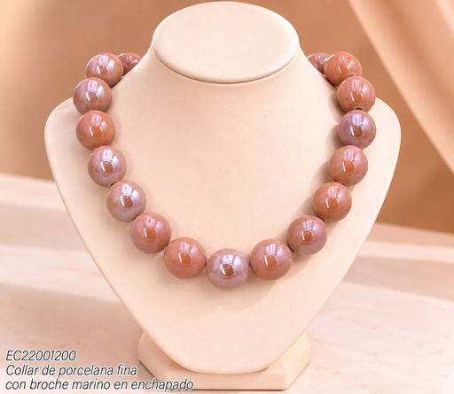 [EC22001200] COLLAR DE PORCELANA FINA CON BROCHE MARINO EN ENCHAPADO XPN28991 CAfE(MAY)
