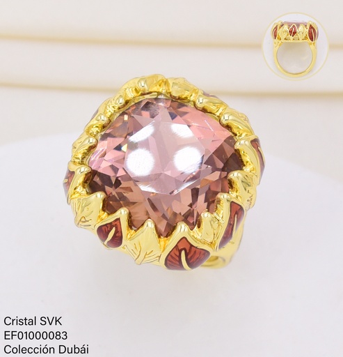 [EF01000083] ANILLO DOR ZIRC CUADRADA/HOJITAS FD25289