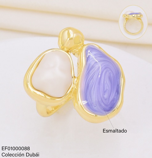 [EF01000088] ANILLO DOR PIEDRAS IRREG. ESMALTADAS FD25306