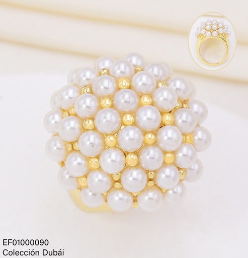 [EF01000090] ANILLO DOR RACIMO PERLAS FD25276