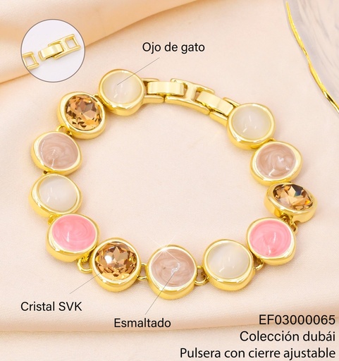 [EF03000065] PULSERA DOR RD PIEDRAS ESMALTADAS FD25434