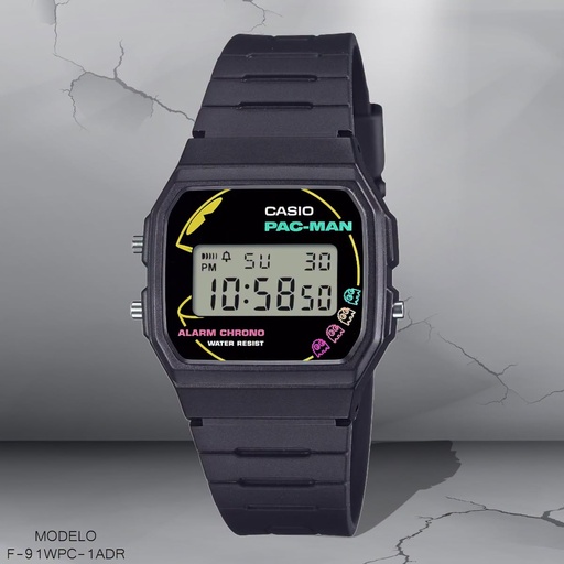 [F-91WPC-1ADR] RELOJ CASIO DIGITAL PAC-MAN F-91WPC-1ADR RESINA NEGRA